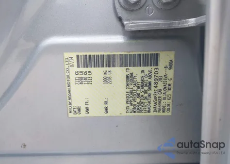 2014 Nissan Maxima 3.5 S/3.5 Sv из США, поврежденный, VIN 1N4AA5AP2EC489703